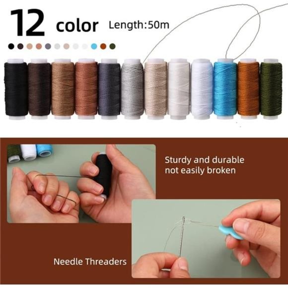 Upholstery Repair Kit,48pcs Leather Sewing Kit with Upholstery Thread,Sewing Awl - Picture 3 of 7